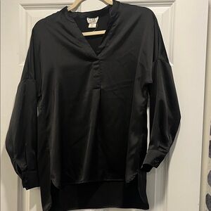 Nicole Miller Black Satin Top